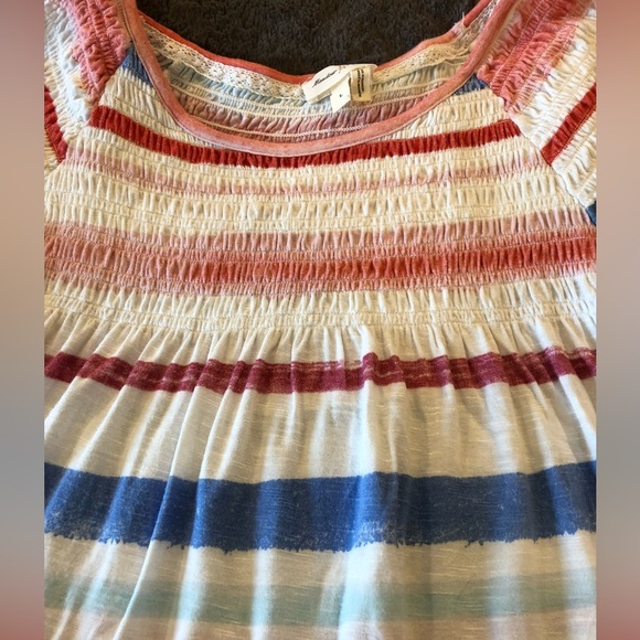 Anthropologie Meadow Rue Patriotic Red and Blue Long Sleeve Striped Tee L - Picture 4 of 4